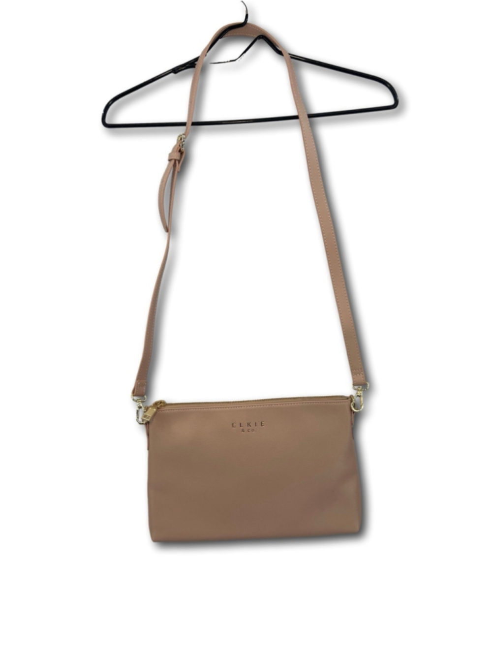 Elkie & Co. Crossbody Purse Clutch Removable Strap Beige Tan